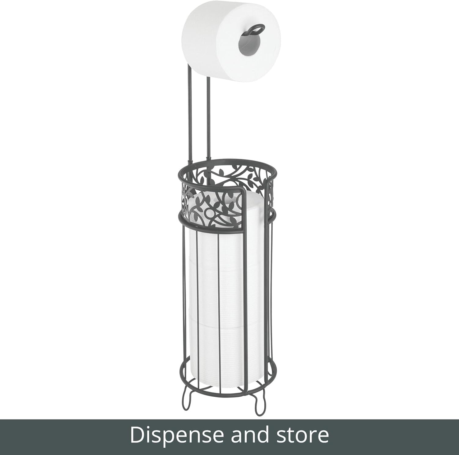 mDesign Soporte de rollo de papel higiénico de acero, organizador y dispensador para baño y organización del hogar, capacidad para 3 rollos de papel