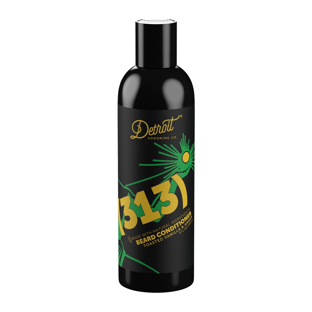 Detroit Grooming Co. Acondicionador de barba para hombres con mantequilla de semillas de cacao de argán oi l & – suavizante, desenredante,