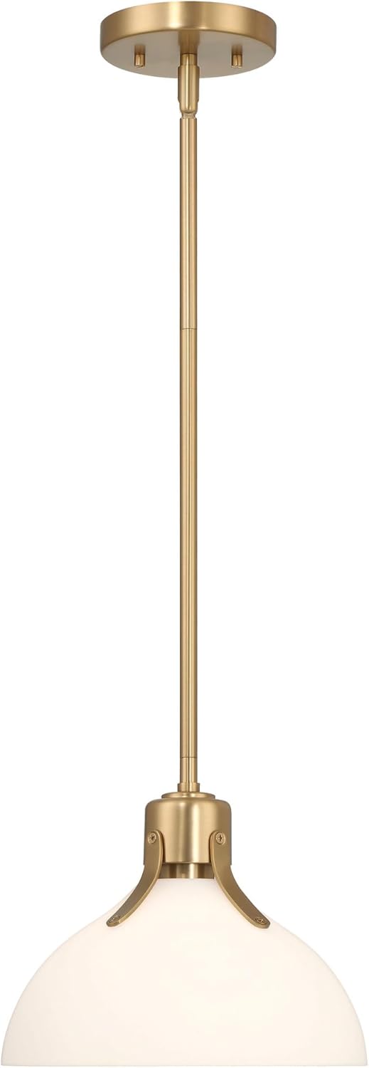 Robert Stevenson Lighting Delano – Lámpara de techo industrial de metal y vidrio grabado, dorado y blanco