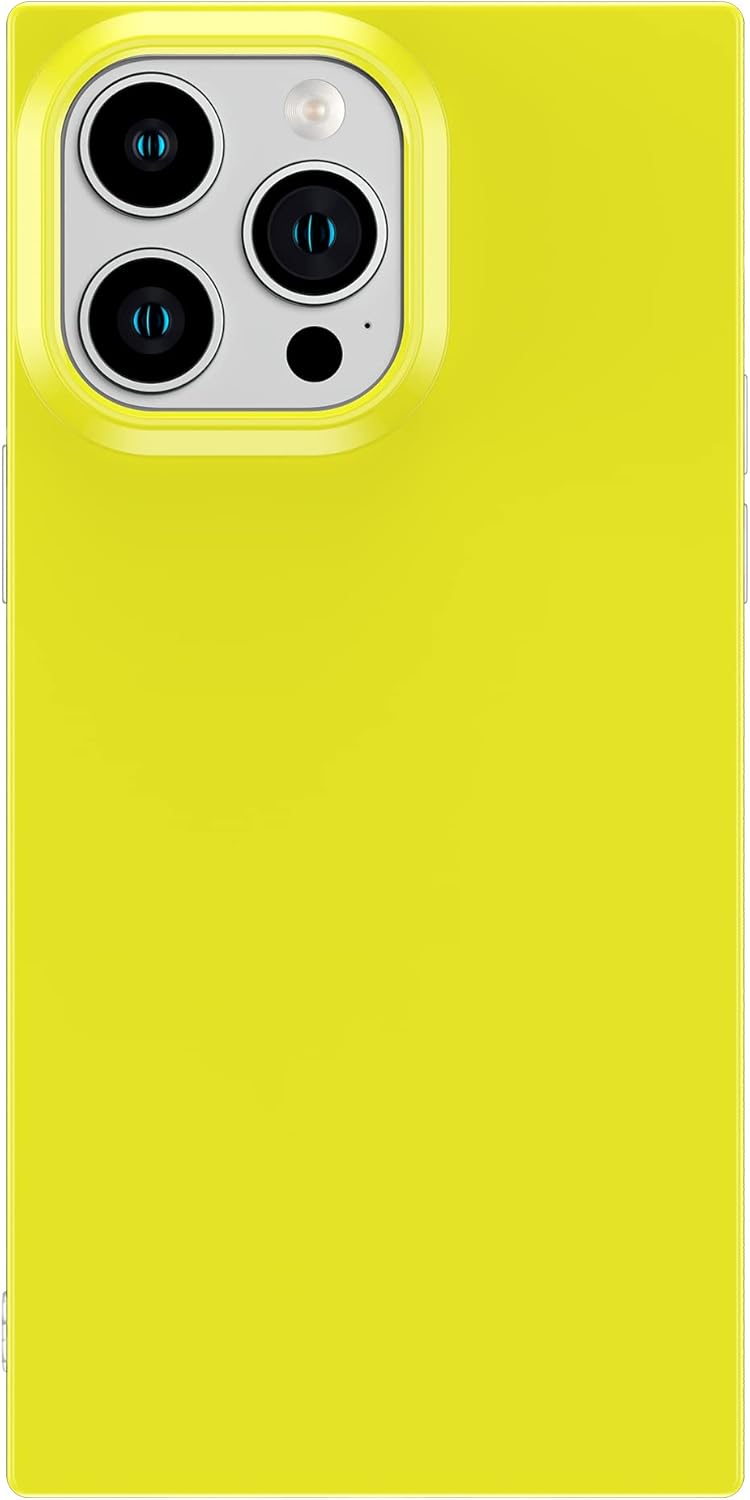 Cocomii Funda cuadrada para iPhone 13 Pro, color liso neón cuadrado, delgada, ligera, brillante, color sólido fluorescente, funda estética de lujo