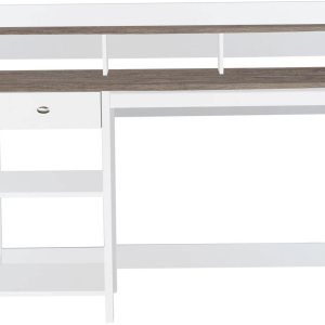 Saint Birch Finley – Escritorio moderno de madera con gabinete en roble blancogris Saint Birch Finley – Escritorio moderno de madera con gabinete en roble blancogris
