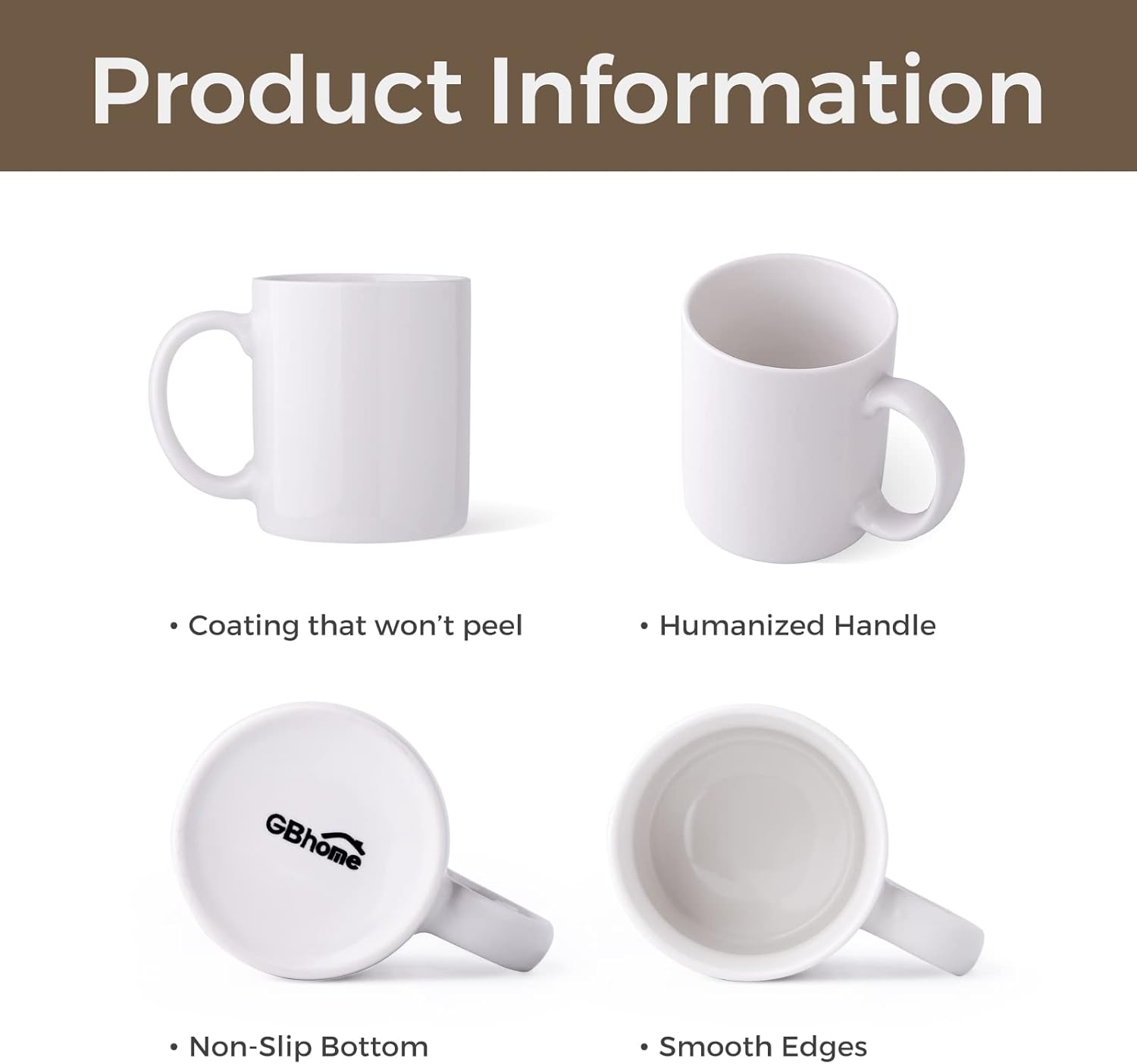 Tazas de sublimación en blanco, tazas de sublimación de cerámica blanca de 12 onzas, tazas a granel para café, leche, café con leche, cacao
