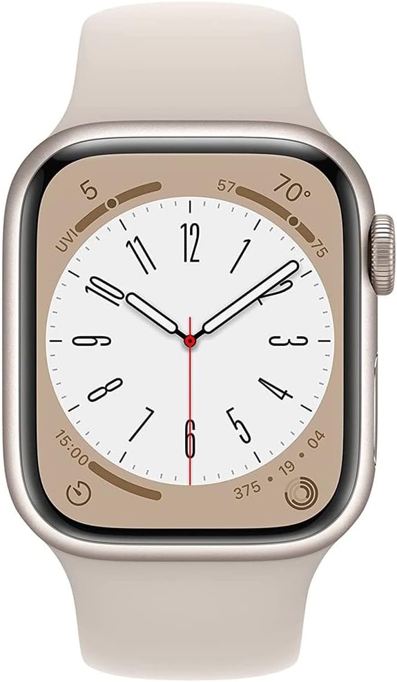 Apple Reloj Serie 8 (GPS + celular, 1.61 pulgadas) caja de aluminio Starlight con correa deportiva Starlight ML (renovado Premium)