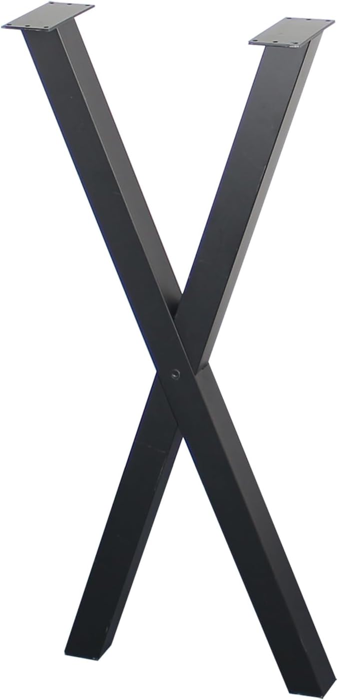 Patas de metal para mesa de 35 pulgadas, resistentes en forma de X, juego de patas de escritorio de metal de 2,35 pulgadas de altura y 15 pulgadas