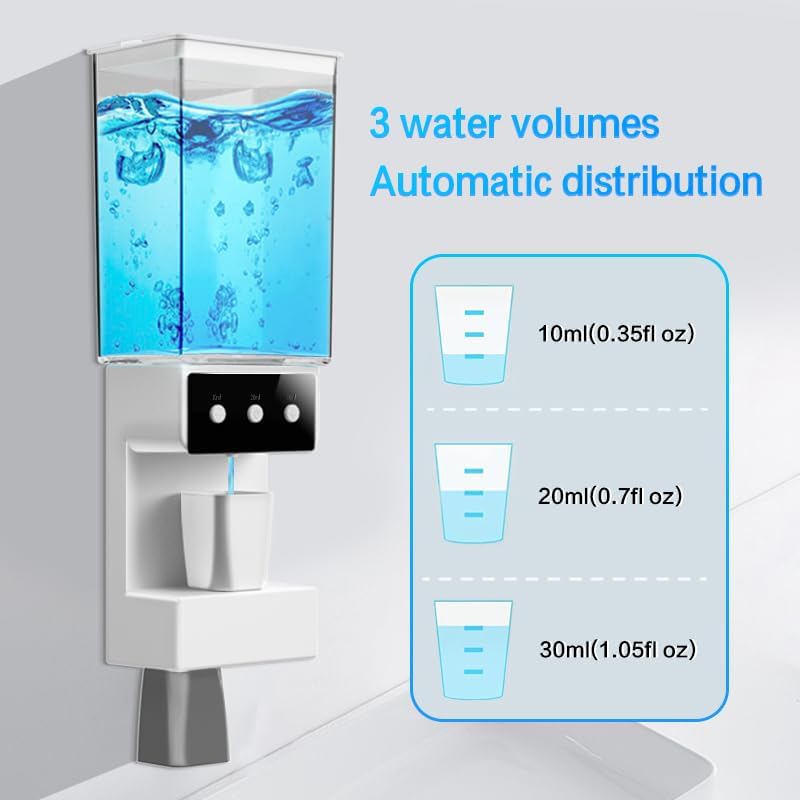 Dispensador automático de enjuague bucal para baño, dispensador de pared de lavado bucal de 23.67 onzas  23.7 fl oz con tazas magnéticas para niños
