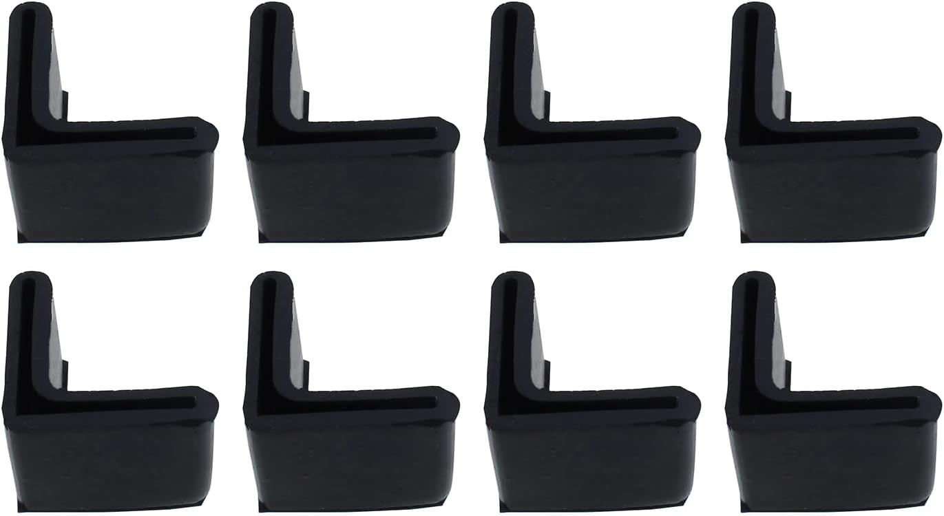 RLECS 8 almohadillas triangulares de hierro en forma de L para muebles angulares de acero para muebles, almohadilla antideslizante, soporte de goma