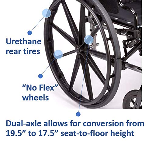 Invacare Series Tracer SX5 – Silla de ruedas plegable para adultos con asiento de 20 pulgadas de ancho y reposapiés y brazos completos