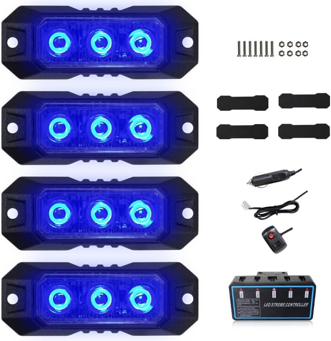 3 luces estroboscópicas LED para camiones, luces de vehículos de emergencia para vehículos, luces intermitentes para vehículos, 12 V -24 V, súper