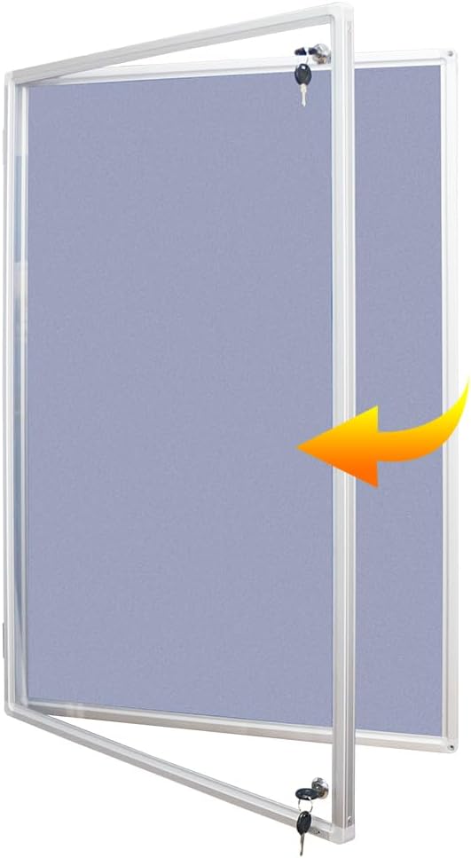 Tablero de fieltro de aluminio gris enmarcado de 36 x 24 pulgadas, tablero de anuncios de corcho con cerradura, resistente a la intemperie, para