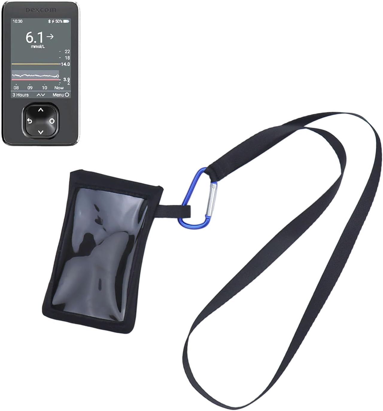 Estuche para medidor de glucosa en sangre con cordón y gancho para receptor Dexcom G7 Holder Pouch Diabetes Supplies