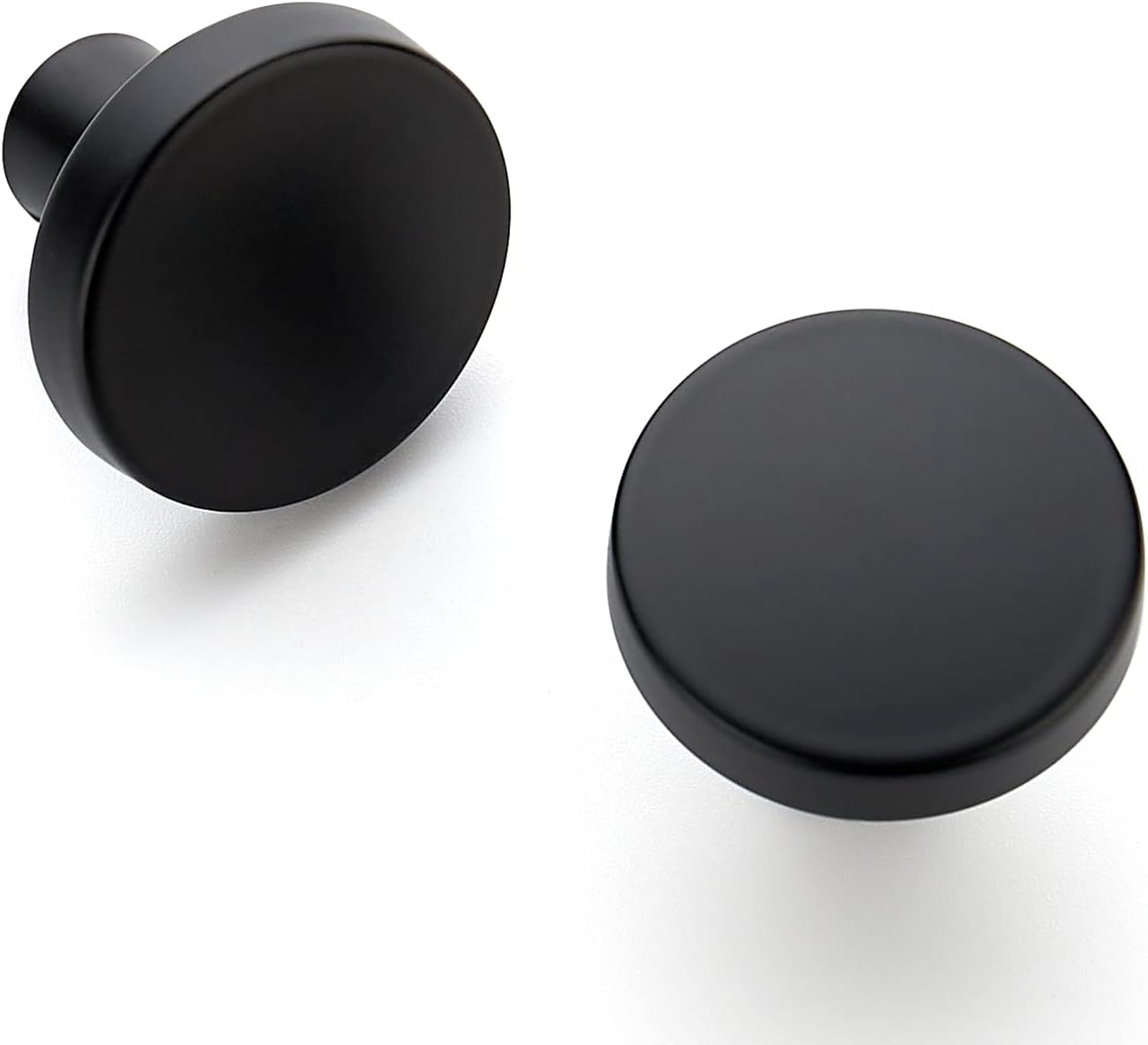 Ravinte YN5HS50 – Paquete de 50 perillas redondas sólidas para gabinetes de cocina de 1-14 pulgadas, pomos de cajones de aparador, color negro mate,