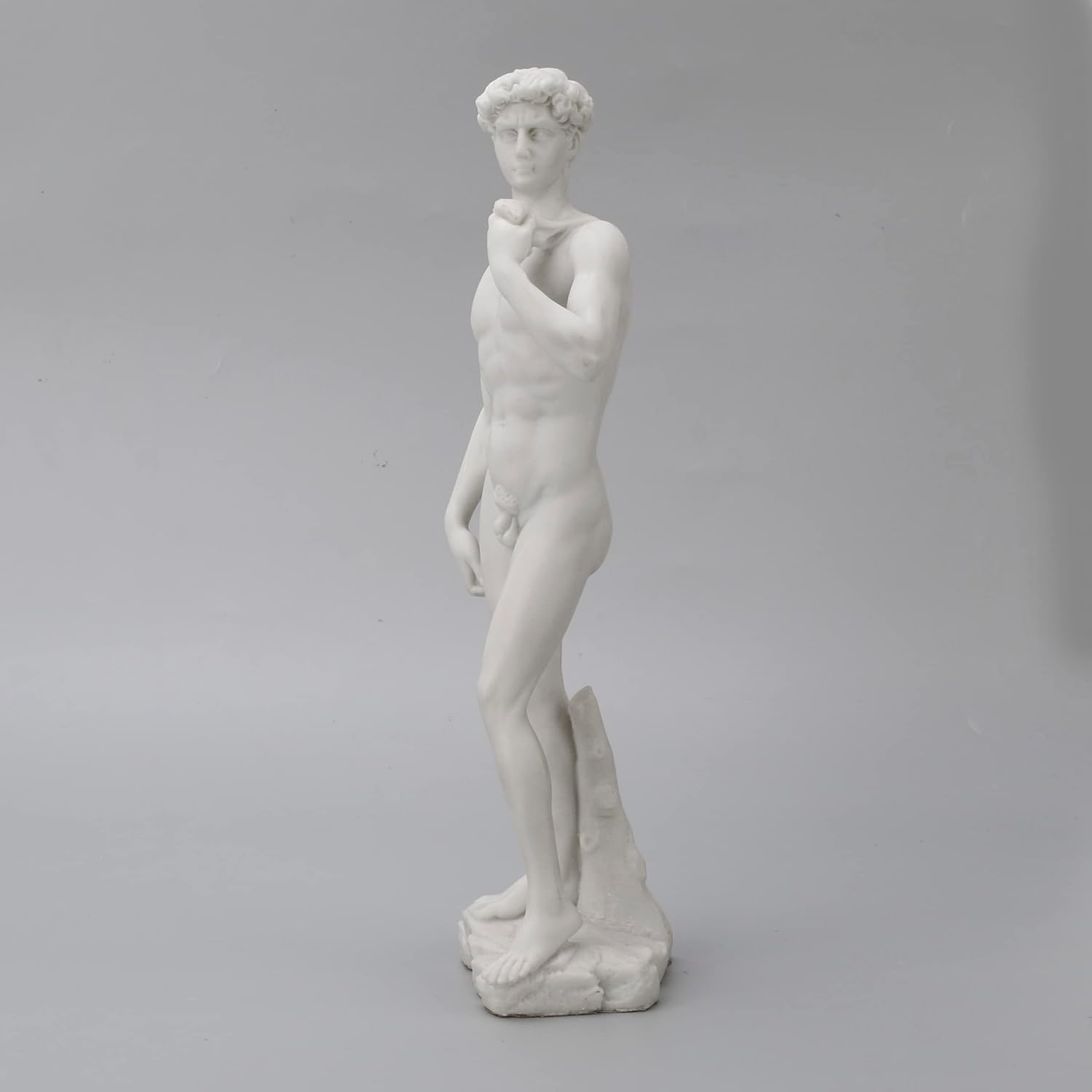 Veronese Design 13 pulgadas David por Michelangelo Estatua Escultura Resina Escultura Blanco Mármol Acabado
