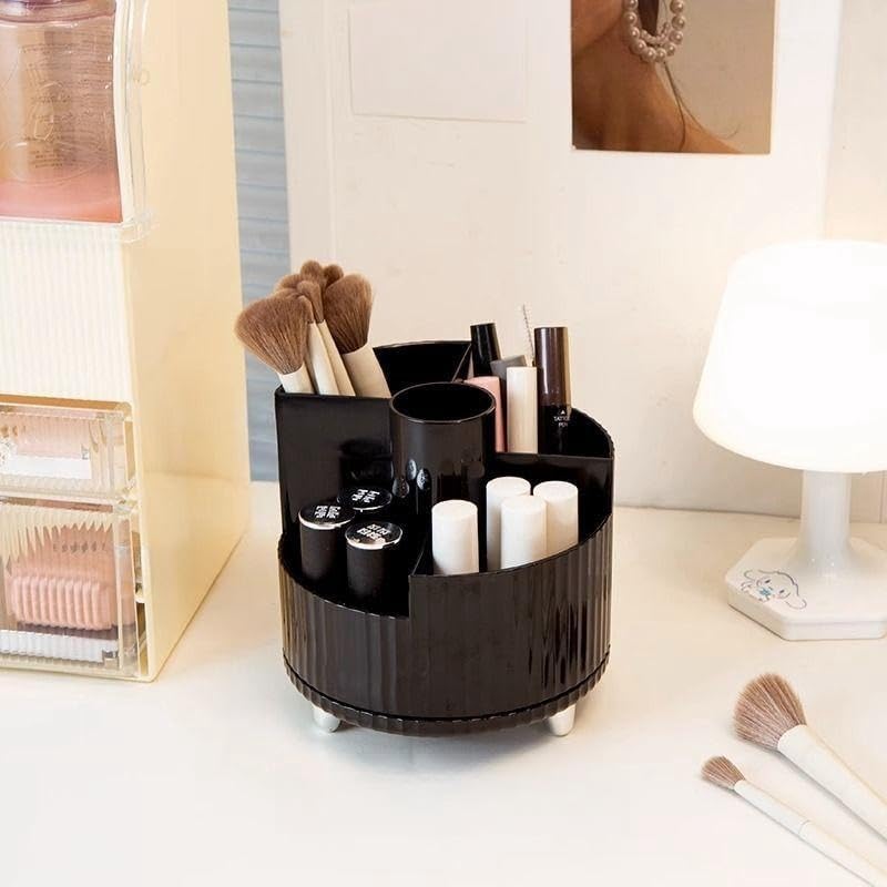 Soporte para brochas de maquillaje, organizador de brochas de maquillaje giratorio de 360 para tocador, organizador de almacenamiento de brochas de