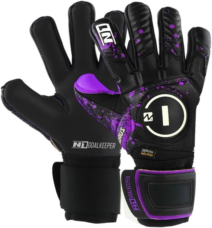 N1 Goalkeeper gloves Horus 2.0 Elite Guantes de fútbol con corte Rollfinger y palma de agarre de contacto de látex alemán. Guantes de portero de