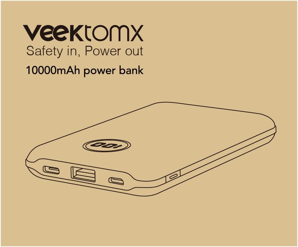 VEEKTOMX Mini banco de energía de 10000 mAh, 22.5 W de carga rápida, pequeño cargador portátil con PD 3.0 y QC 3.0, cargador USB C delgado y ligero