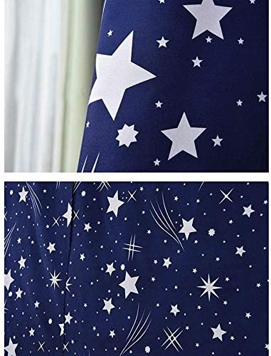 Adela Boutique Cortina de cama con estampado de estrellas, cortina de cama de tela opaca para cama individual, litera, tienda de campaña de 3 piezas