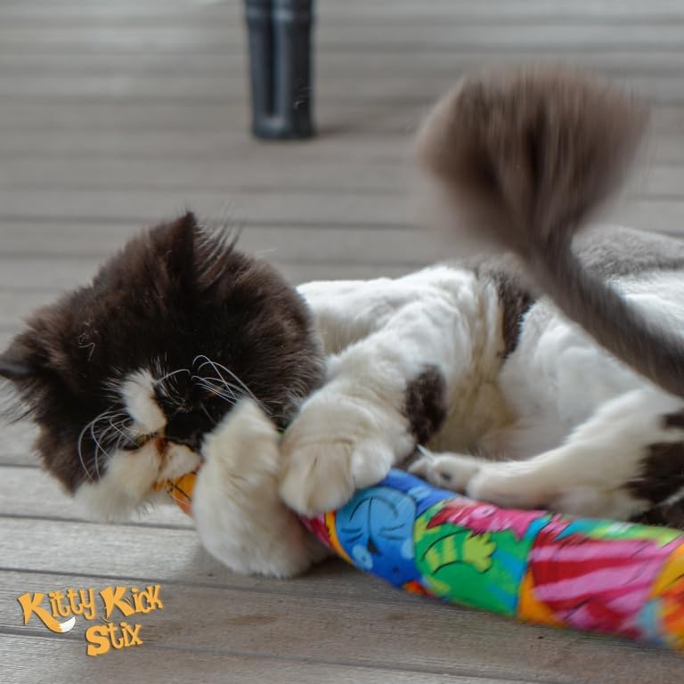Kitty Kick Stix Juguete original de hierba gatera de 15 pulgadas (juego de 2), hecho a mano en Estados Unidos por amantes de los gatos, juguete