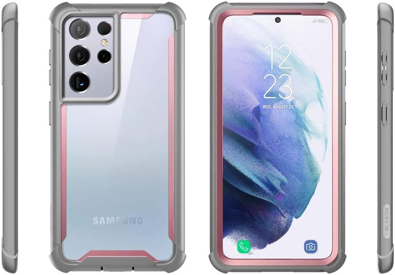 i-Blason Funda para Samsung Galaxy S21 Ultra 5G (2021), protección transparente a prueba de golpes serie Ares sin protector de pantalla (rosa1)