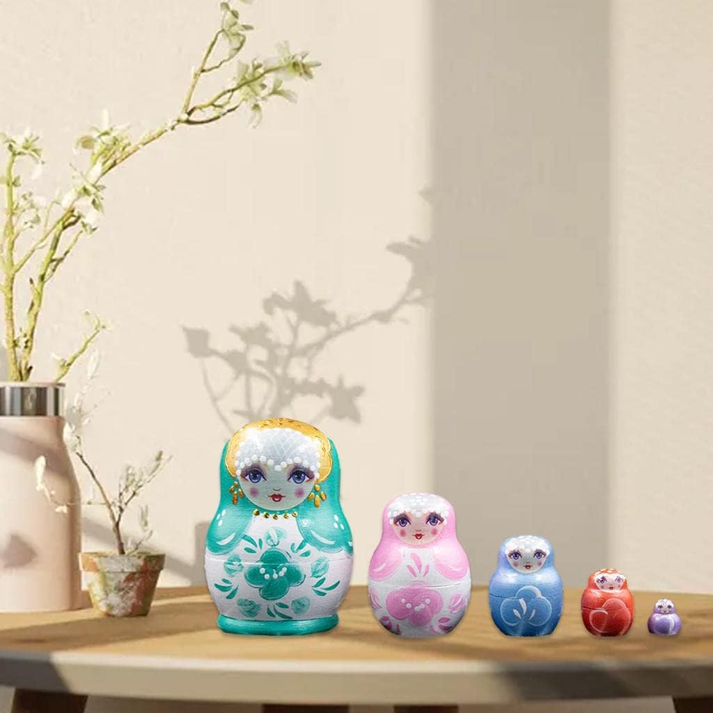Muñeca de anidación rusa tradicional de moda Matryoshka Juguetes para niños Regalo Decoración de habitación de cumpleaños – Verde