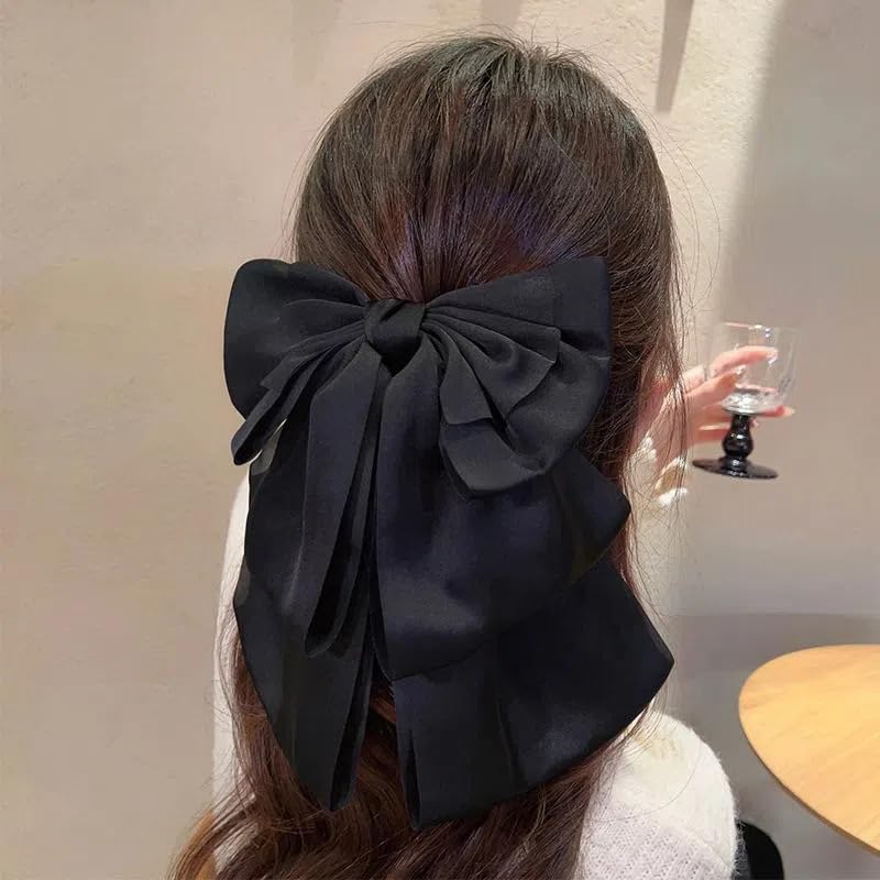 Pinzas para el pelo con lazo para mujer, pinzas para el cabello con lazo, estilo francés con cola larga para mujeres y niñas, accesorios de
