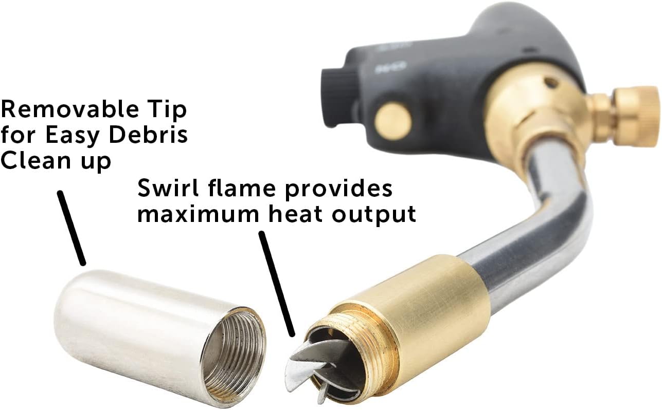 Flame King YSNAX1-020a – Cabezal de antorcha de propano, kit de soplete de calor MAX de alta intensidad con encendedor de botón para profesionales