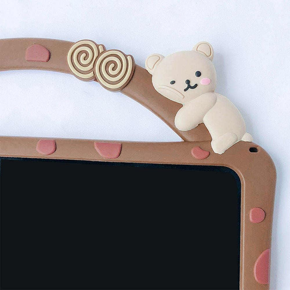 Funda para iPad con diseño de oso adorable para niños, soporte plegable, funda de silicona flexible, funda diseñada para galletas para iPad 7