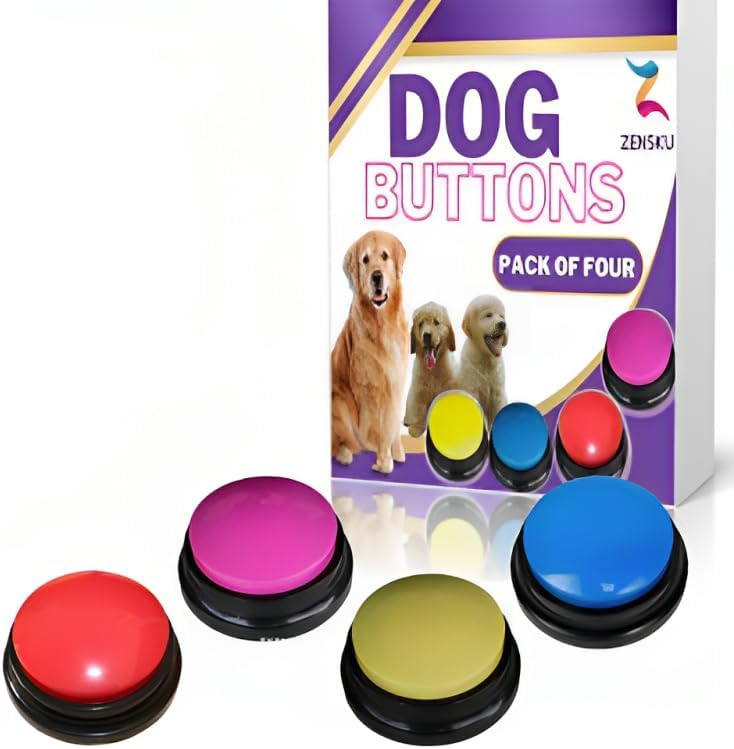ZENSKU Botón para perros – Paquete de inicio de comunicación para mascotas  4 botones de entrenamiento  Grabación y reproducción de 30 segundos
