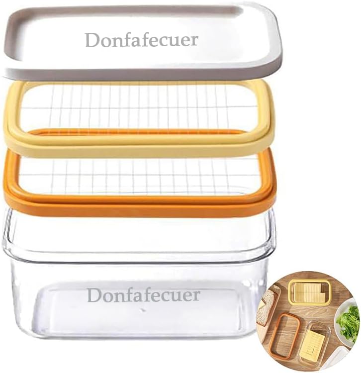 Cortador de mantequilla, rebanador de mantequilla, plato de mantequilla con tapa para un fácil corte y almacenamiento, contenedor de mantequilla