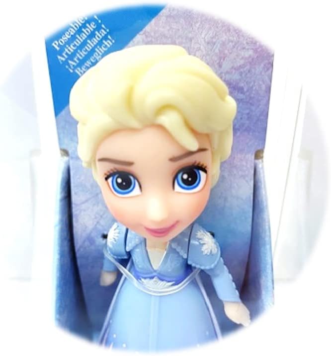 Amarina Empaquetado en caja transparente para regalo, mini muñeca de 3.5 pulgadas, a elegir entre los 14 personajes de Frozen de estilo (azul ELSA)