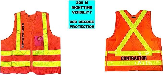 BANNA NYCTA Style OrangeContractor Chaleco de seguridad reflectante de alta visibilidad con cremallera y bolsillo