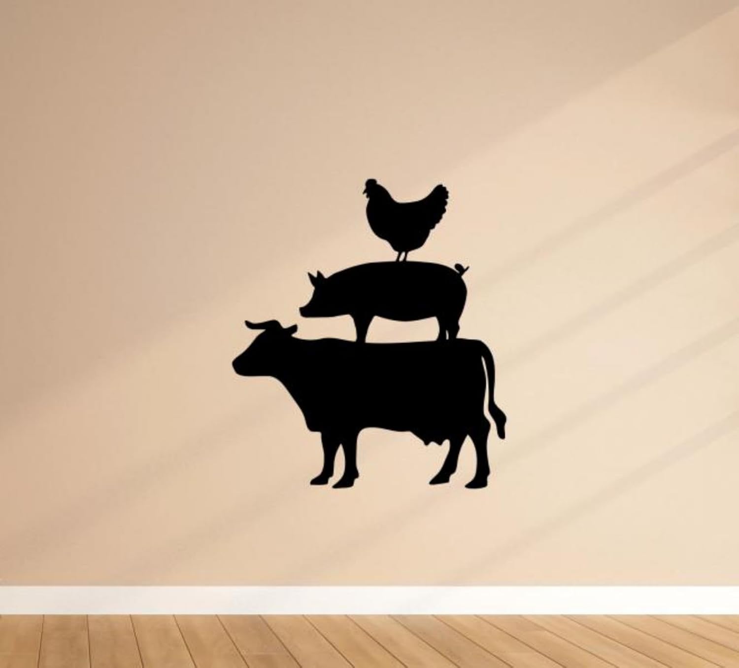 Calcomanía de pared de vaca de cerdo de pollo, calcomanía de vinilo para cocina, arte de pared de barbacoa, letrero de I’d Smoke That Farmer