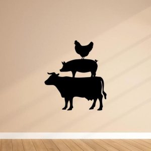 Calcomanía de pared de vaca de cerdo de pollo, calcomanía de vinilo para cocina, arte de pared de barbacoa, letrero de I’d Smoke That Farmer Calcomanía de pared de vaca de cerdo de pollo, calcomanía de vinilo para cocina, arte de pared de barbacoa, letrero de I’d Smoke That Farmer