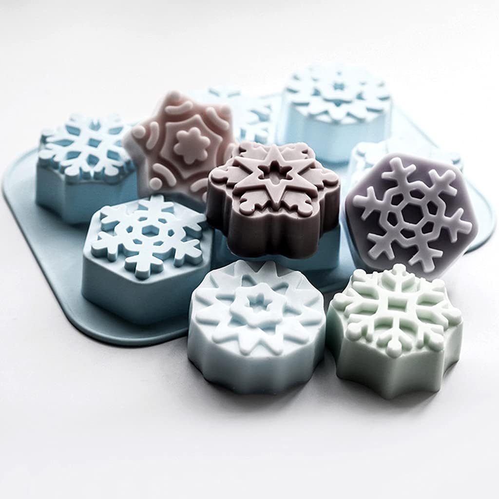Molde de copo de nieve de silicona para hacer jabón hecho a mano DIY molde de yeso aromático moldes de silicona para velas