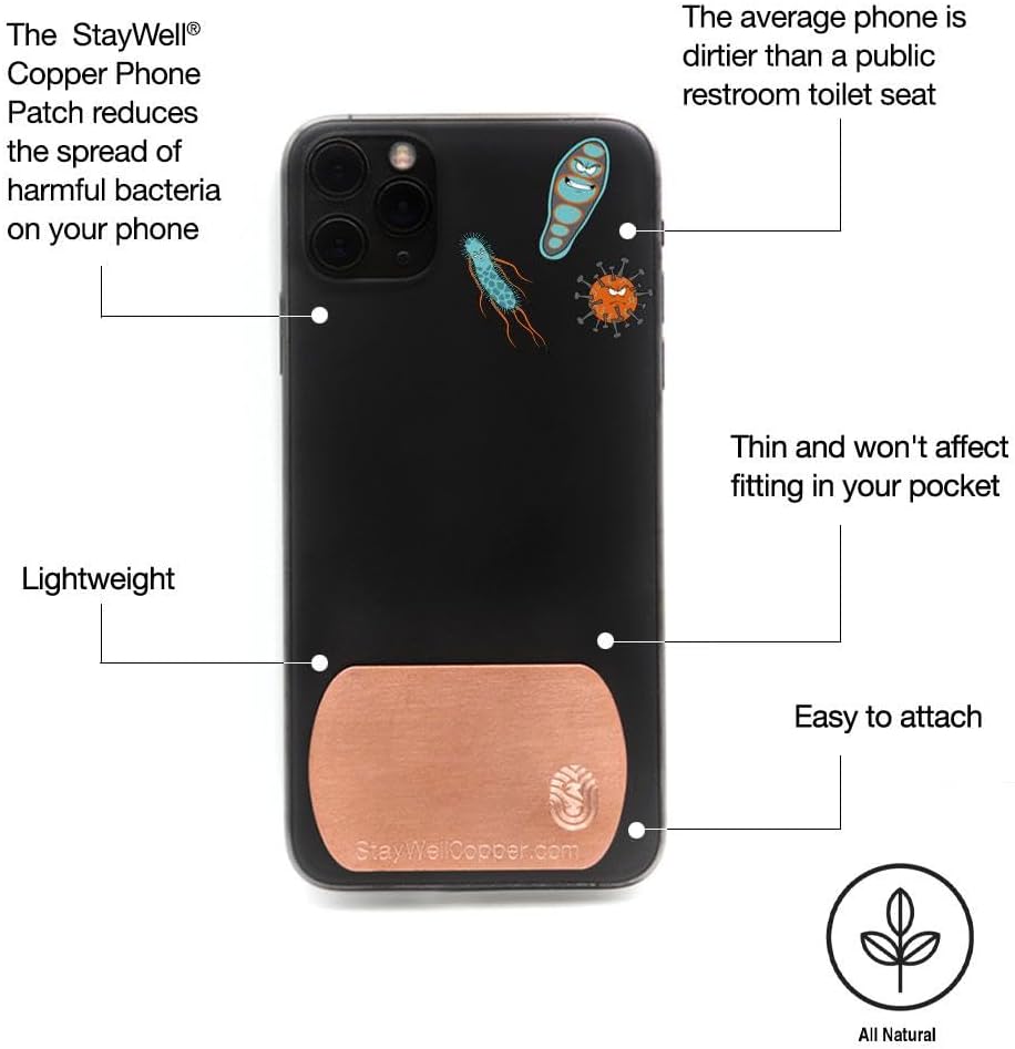 StayWell Parche de placa de cobre puro para teléfono, insignia, tableta o placa de teléfono celular, accesorios para teléfonos celulares para salud