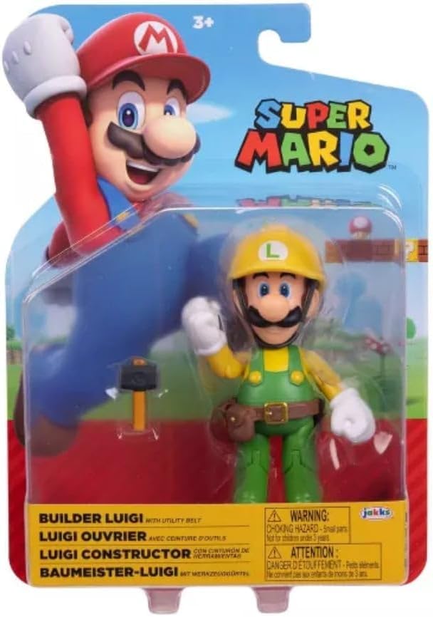 SUPER MARIO Builder Luigi – Figura de acción de 4 pulgadas