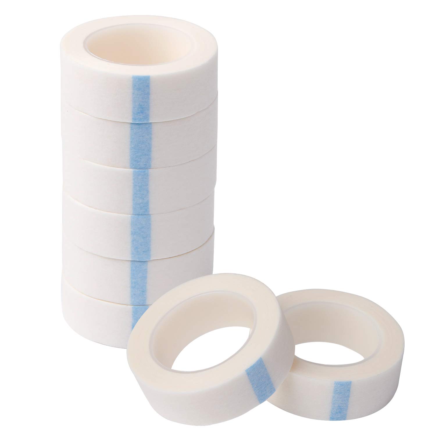 UPINS 24 rollos de cinta blanca para pestañas, cintas adhesivas de pestañas de tela para suministro de extensión de pestañas