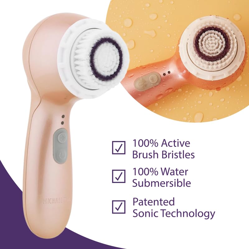 Michael Todd Beauty Soniclear Allure 2024 Best of Beauty Winner – Sistema de cepillo de limpieza facial + exfoliación con 3 velocidades, cabezal de