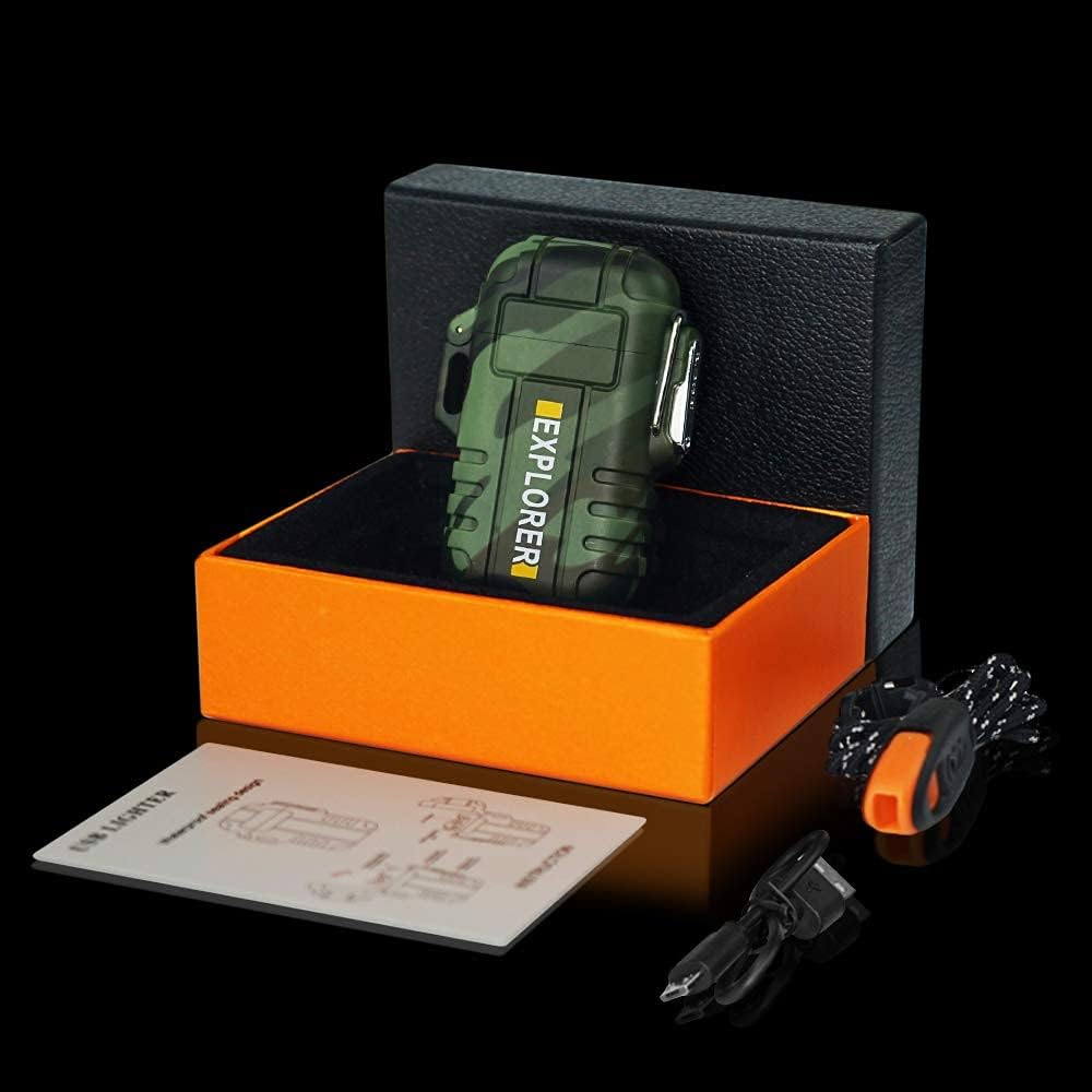 Lafagiet Encendedor de arco impermeable, encendedor de arco de plasma dual, encendedor eléctrico sin llama recargable USB para vela, campamento