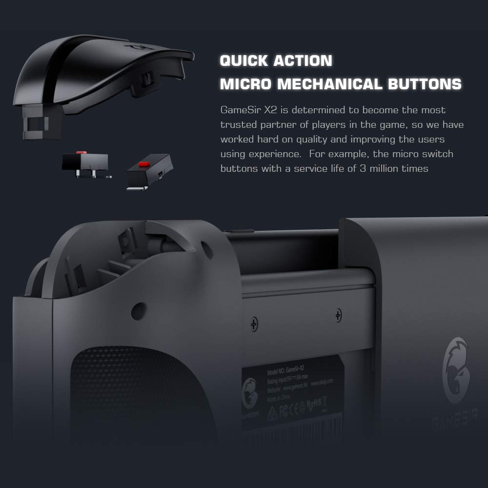 GameSir X2 Bluetooth Mobile Game Controller, Bluetooth 5.0 Support AndroidiOS iPhone Xbox Cloud Gaming, Google Stadia, GeForce Now, MFi Apple Arcade