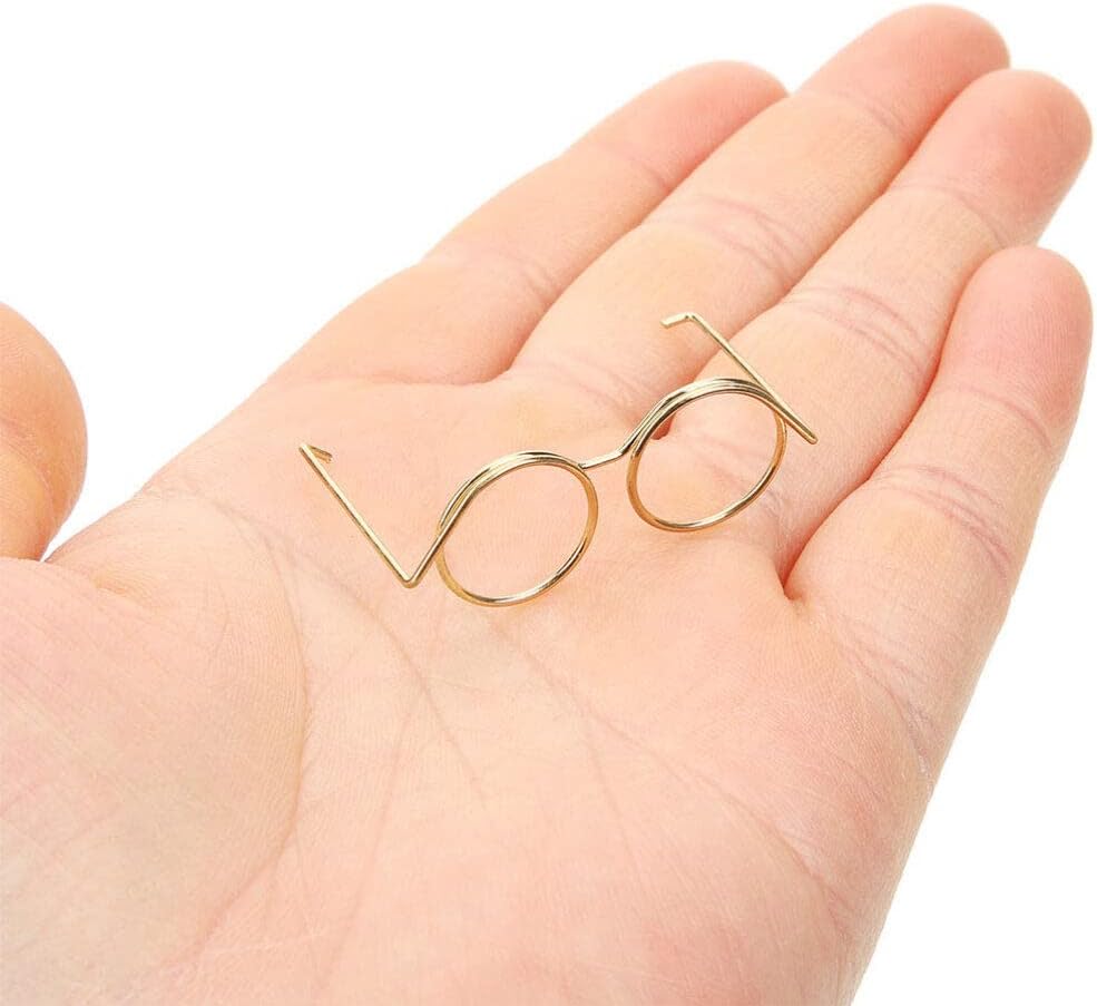TOYANDONA Mini lentes de muñeca con borde de alambre de metal, sin marco, 10 lentes de sol en miniatura, lentes de vestir para muñecas, gnomos,