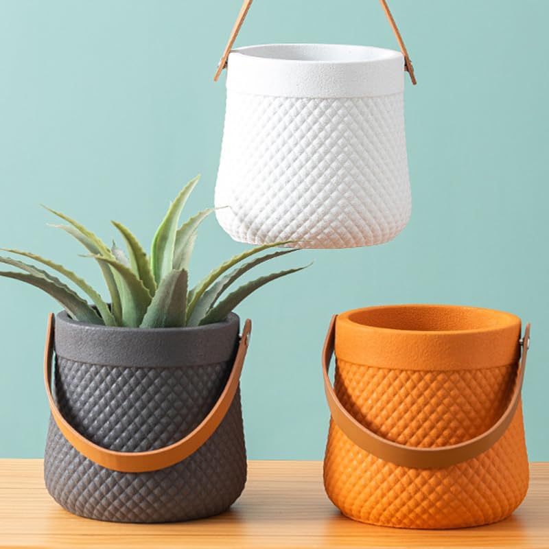 Macetas de cerámica de 5 pulgadas, maceta colgante pequeña (gris) – Macetas de interior para plantas, flores, cactus, suculentas, decoración de