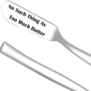 No Such Thing As Too Much Butter – Divertido cuchillo de mantequilla, cuchillos grabados de acero inoxidable para esparcidor de mantequilla de maní No Such Thing As Too Much Butter – Divertido cuchillo de mantequilla, cuchillos grabados de acero inoxidable para esparcidor de mantequilla de maní