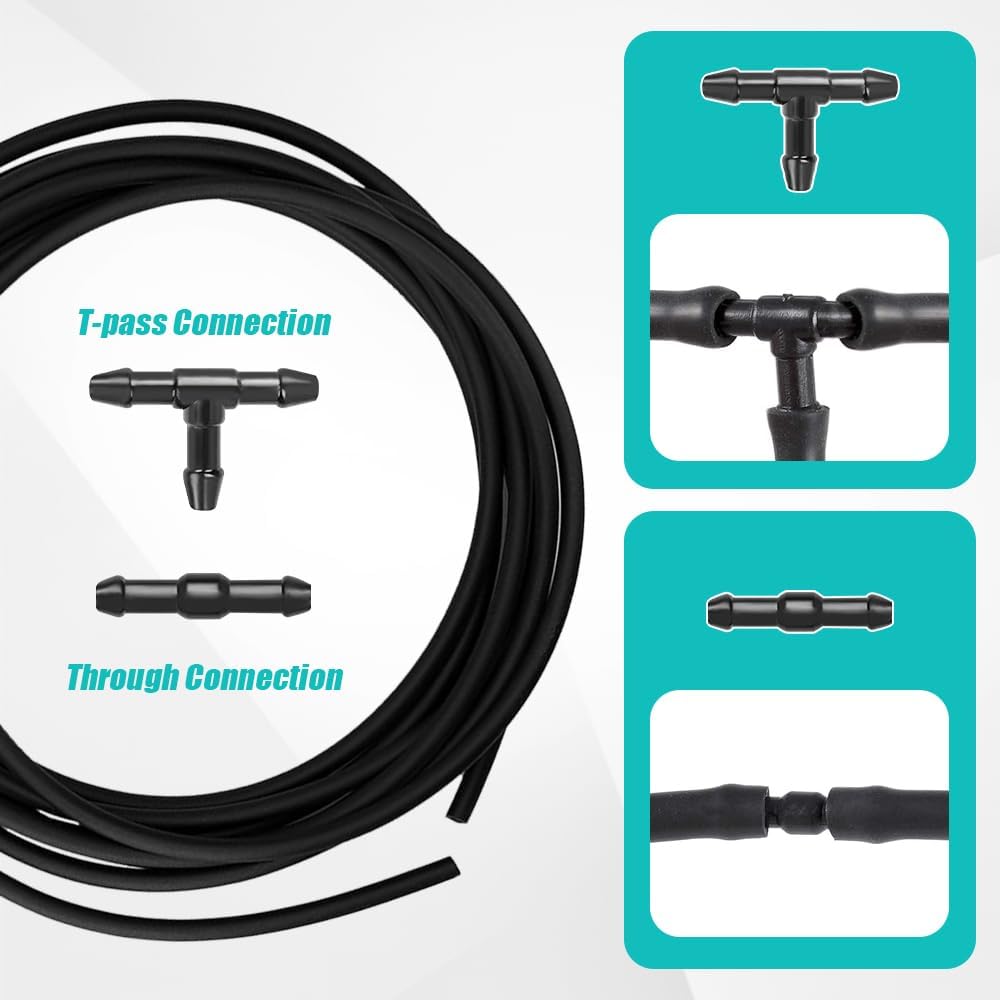 4805742AB – Kit de limpiaparabrisas delantero, boquilla de lavado y manguera de líquido de 6.6 ft con conector, kit de manguera de lavado de