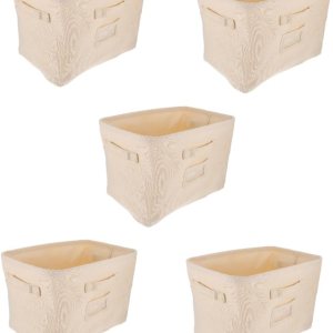 Cabilock Caja de almacenamiento de tela de 5 piezas, cestas de almacenamiento para ropa, organizador de ropa plegable para armario, contenedores de Cabilock Caja de almacenamiento de tela de 5 piezas, cestas de almacenamiento para ropa, organizador de ropa plegable para armario, contenedores de