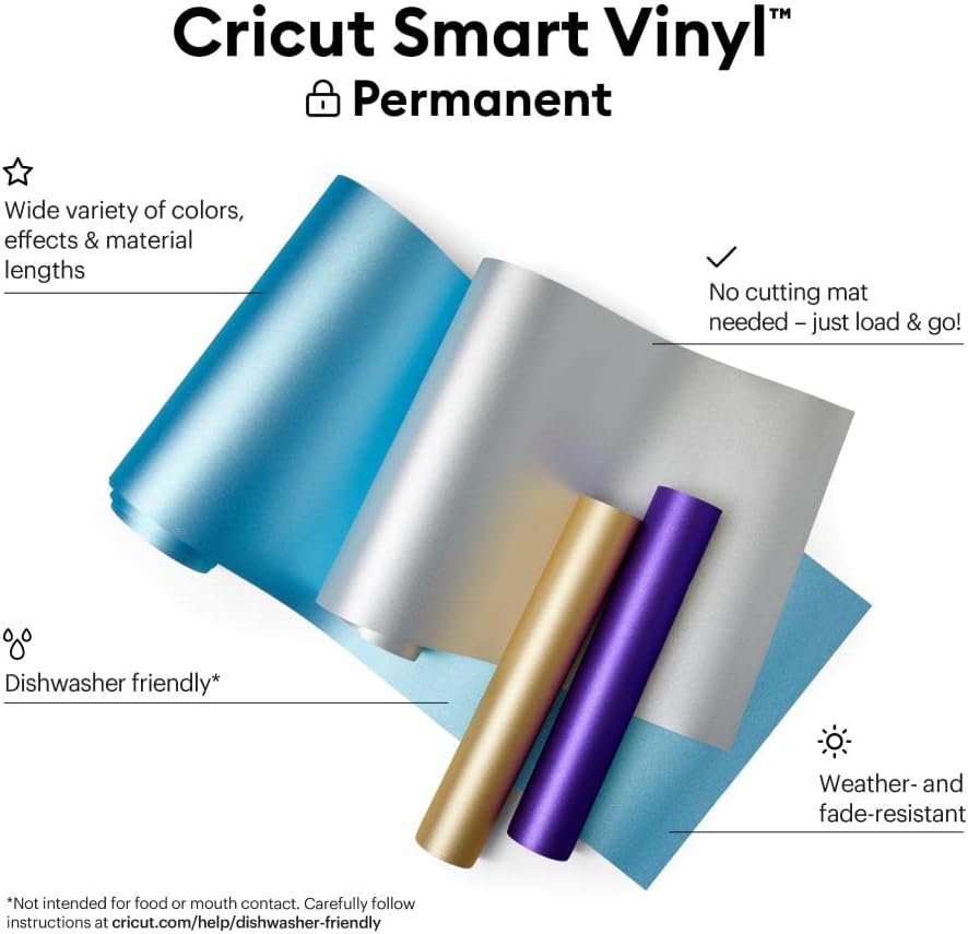 Cricut Vinilo permanente inteligente brillante (13 pulgadas x 3 pies, negro) para manualidades al aire libre, para Cricut Explore 3 & Maker 3, crea