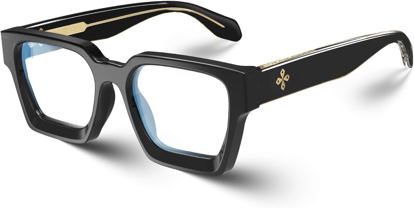 VISOONE – Lentes para bloqueo de luz azul, rectangulares, elegantes, estilo preparatoria, multicolor, marco para mujeres y hombres, diseño River