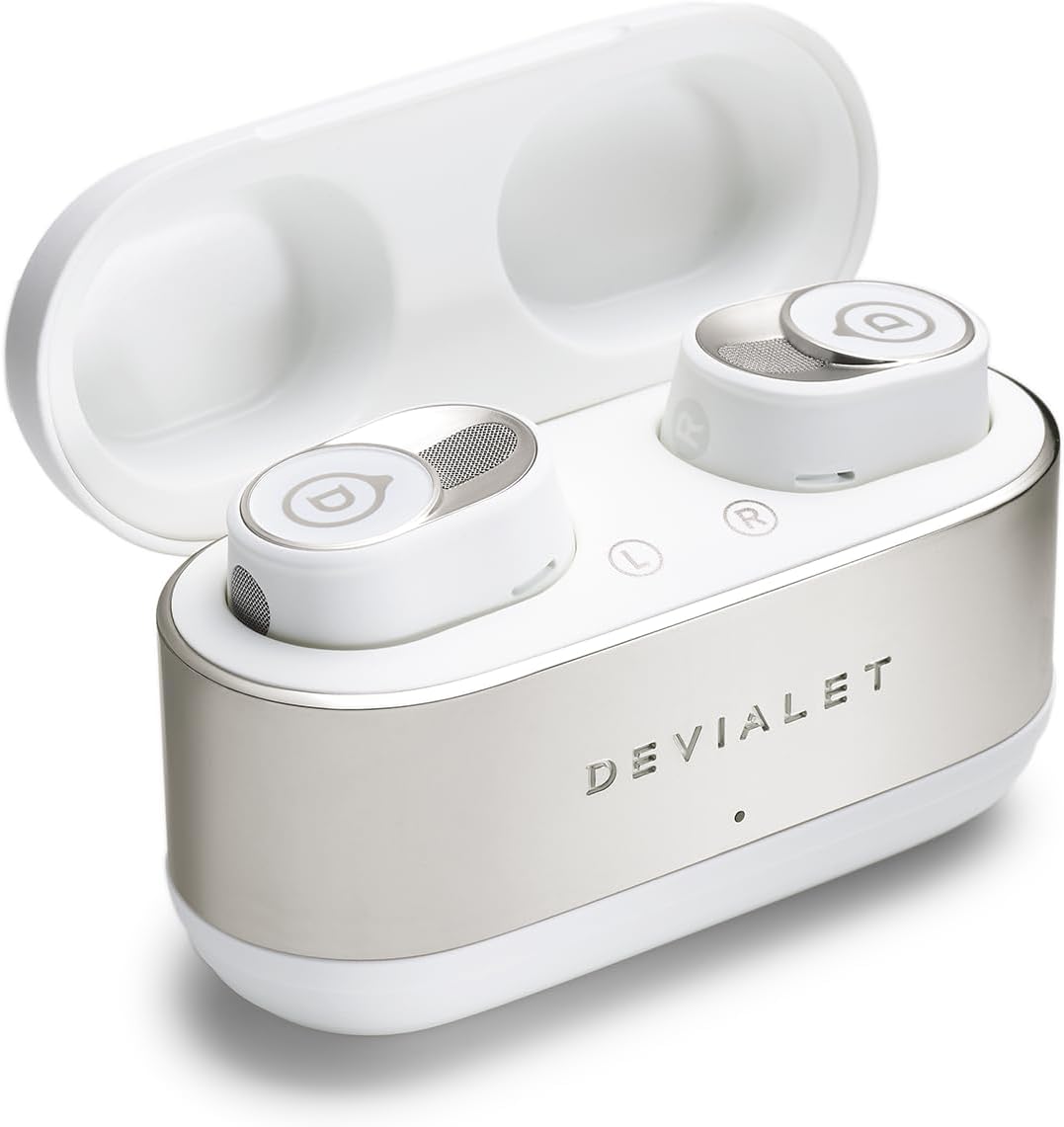 Devialet – Auriculares inalámbricos verdaderos – Gemini II – Blanco icónico – para música diaria y sonido de viaje – Cancelación de ruido – Ajuste