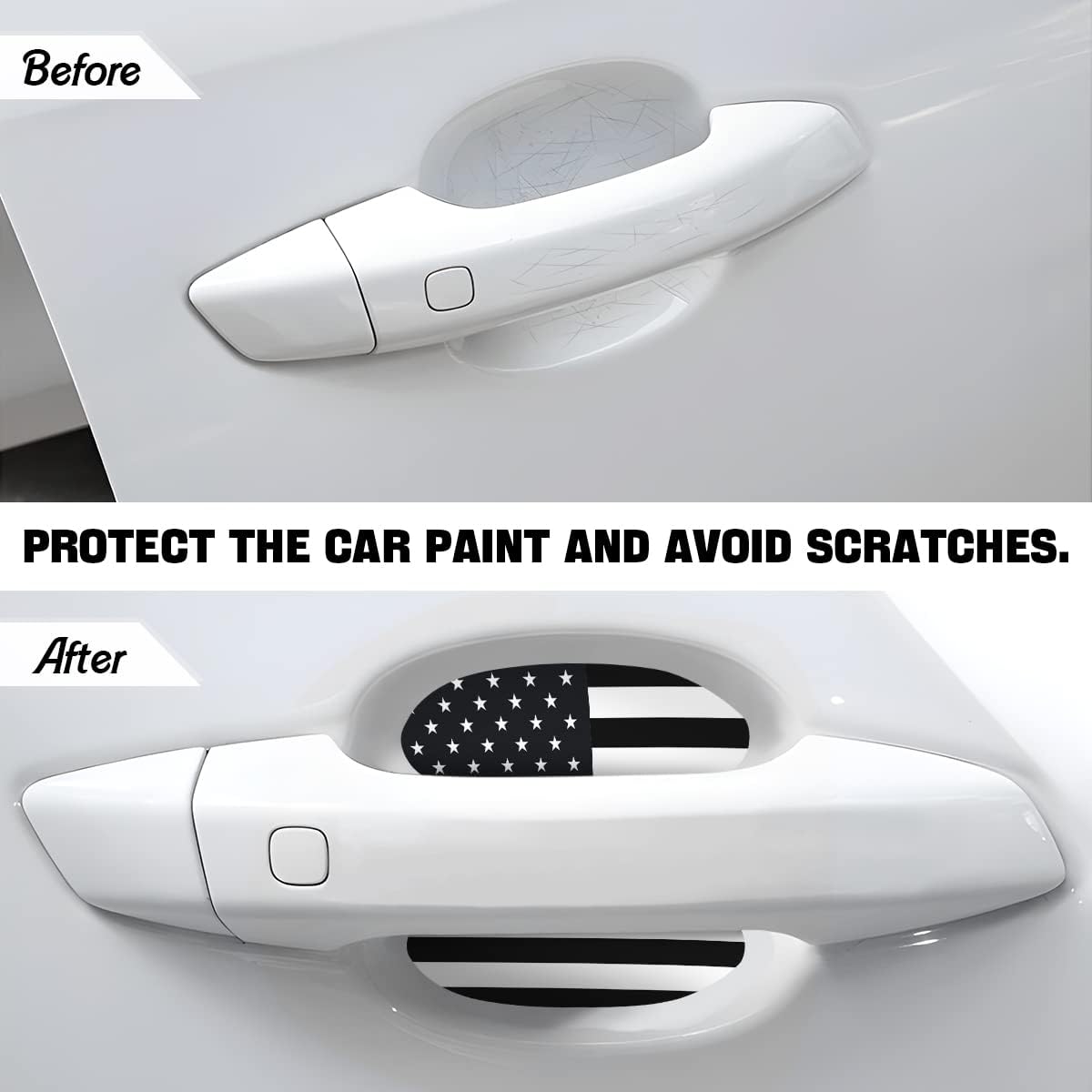 Adhesivo para manija de puerta de automóvil, bandera estadounidense, protector de taza de puerta de automóvil, películas protectoras antiarañazos en
