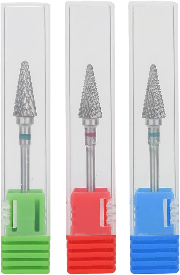 Keenso Broca de uñas, forma cónica profesional, punta de manicura de acero de tungsteno para manicura, pedicura, eliminación de gel, semipermanente,