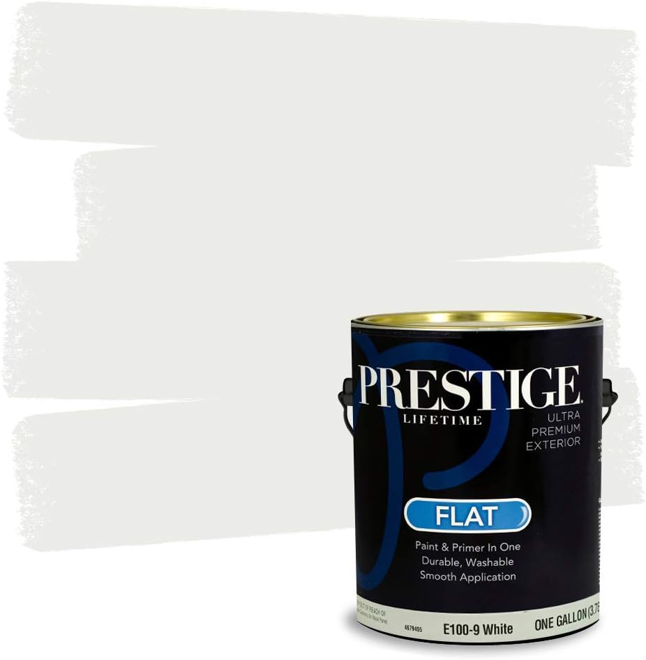 Prestige Paints – Pintura y pintura base E100-9 para exteriores, 1 galón, color blanco